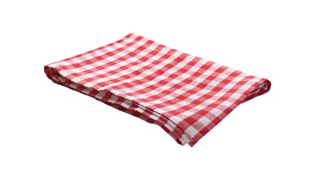 Red Napkin isolated on white. Multi-colored linen napkins for restaurant. Top view.の写真素材
