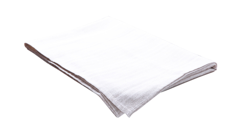 White kitchen towel isolated on white. Top view.の写真素材