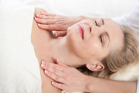 Face massage in spa macro.の写真素材