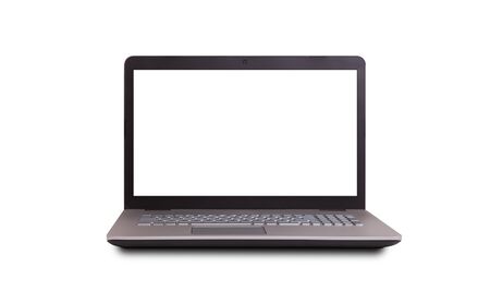 Laptop with empty space isolated on whiteの写真素材