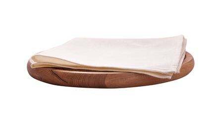 Pizza board, with napkin isolated. Top view mockupの写真素材