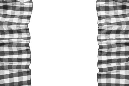 Napkin isolated on white. Multi-colored linen napkins for restaurant. Mock up for design. Top view.の写真素材