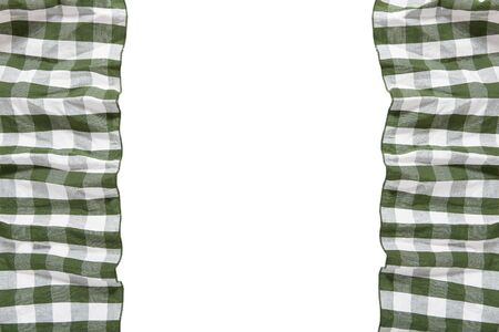 Napkin isolated on white. Multi-colored linen napkins for restaurant. Mock up for design. Top view.の写真素材