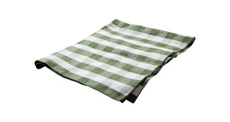 Napkin isolated on white. Multi-colored linen napkins for restaurant. Mock up for design. Top view.の写真素材
