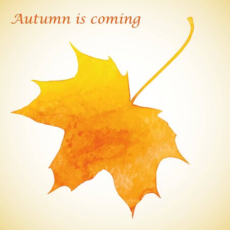 Orange watercolor painted leaves vector for greeting card templateのイラスト素材