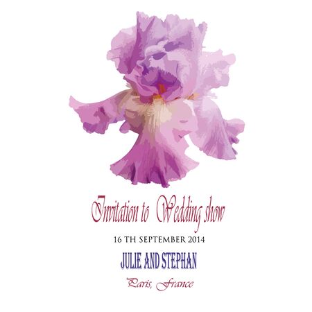 Vector flower Iris. Flowers design for invitation, wedding or greeting cardsのイラスト素材