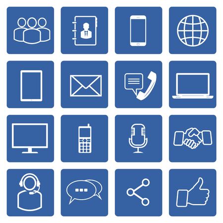 Set of 16 business symbol icons for web.のイラスト素材