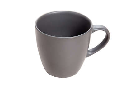Gray mug, cup isolated on a white backgroundの写真素材