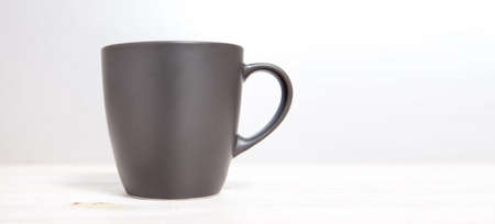 Grey mug, cup isolated on a white backgroundの写真素材