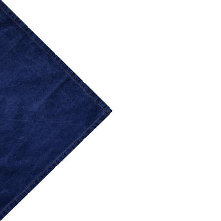 Blue napkin, tablecloth, fabric texture isolated on white. top view.の写真素材