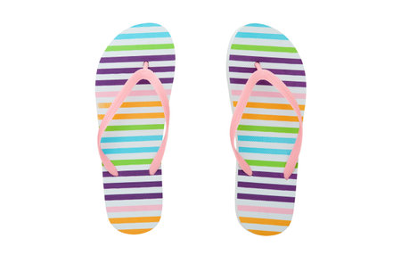 Colorful flip flops isolated on white background.の写真素材