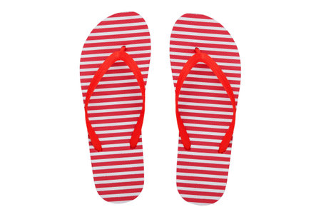 Colorful flip flops isolated on white background.の写真素材