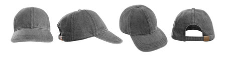 Blank denim baseball cap mockup template isolated. Setの写真素材