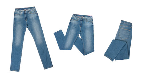 jeans isolated on white background close up setの写真素材