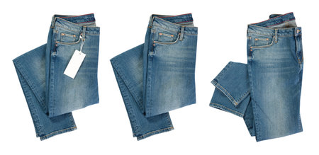 jeans isolated on white background close up setの写真素材