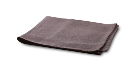 Linen napkin with shadow front view isolated on white backgroundの写真素材