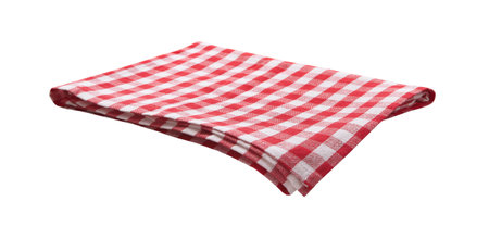 Red napkin front view isolated on whiteの写真素材