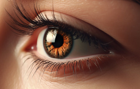 Female human eye macro shot. Quality photo closeupの素材