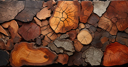 Abstract background of old wooden wall with cracks and peeling paint.の素材