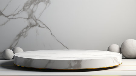 3d render of white marble podium for product presentation in minimal styleの素材