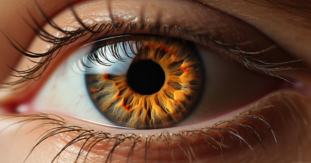 Female Eye with Extreme Long False Eyelashes. Eyelash Extensions. Makeup, Cosmetics, Beauty concept. Close up, Macro shotの素材