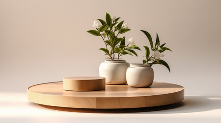 3d render of minimal abstract geometric forms. Glossy podium for product presentation.の素材