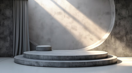 Scene with podium for mock up presentation in minimalism style, 3d renderの素材