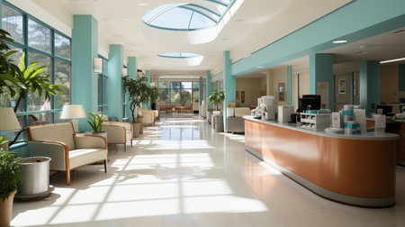 Abstract blur beautiful luxury hospital interior for backgroundsの素材