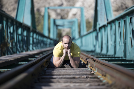 On the blue bridge Argandaの写真素材