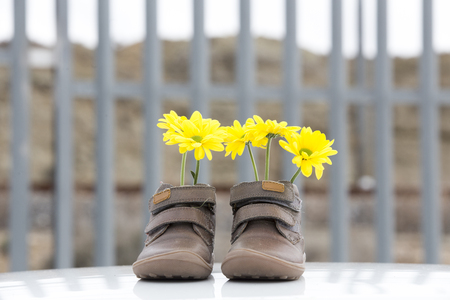 shoes with flowersの写真素材