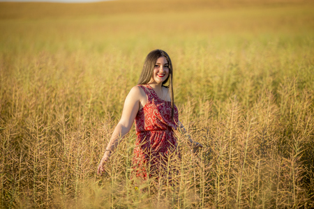 Girl in the fieldの写真素材