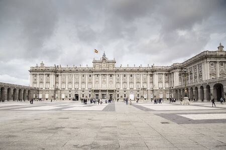 Royal Palace of Madrid on cloudy dayのeditorial素材