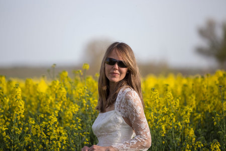 bride in the field