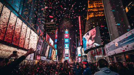 s Square, featured with Broadway Theaters and huge number of LED signs, is a symbol of New York City and the United States.の素材