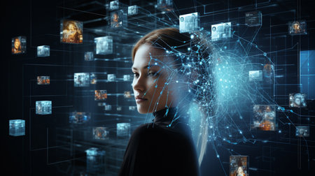 Technologies that connect people around the world. Mixed media. Mixed mediaの素材