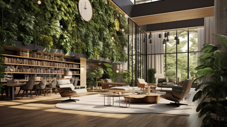 Interior of modern living room with coffee table and sofa 3d renderingの素材