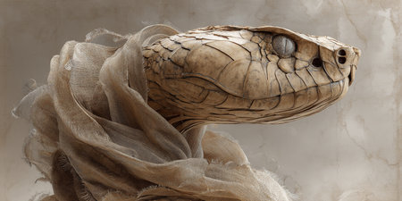 3d rendering of a viper wrapped in a silk scarf.の素材
