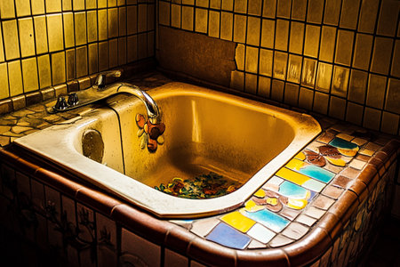 Bathtub in the bathroom, retro style, toned.の素材