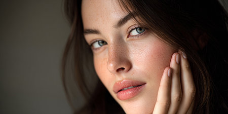 Portrait of a beautiful young woman with natural make-up.の素材