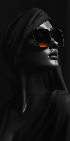 Fashion portrait of a beautiful woman in sunglasses. 3d renderingの素材