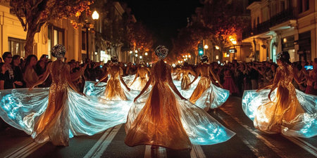 Traditional carnival parade in Barcelona.の素材