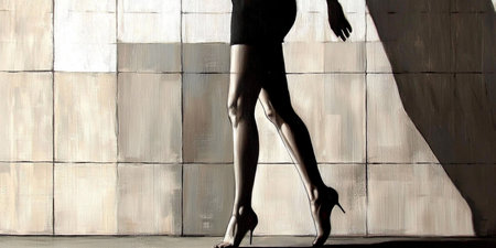 Ballerina in a black dress dancing on a studio background.の素材