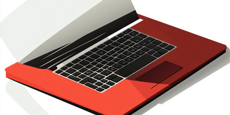 Laptop on white background. Computer generated image. 3D rendering.の素材
