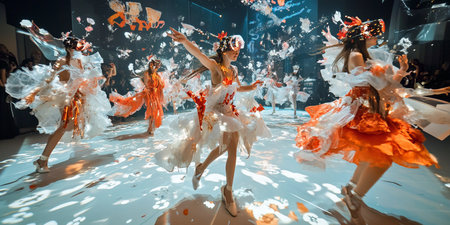 Unidentified female dancers performing on the catwalk during Kuala Lumpur Flower Carnival.の素材