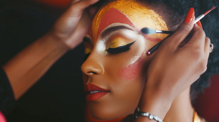 Beautiful african american woman with bright make-up and hairstyleの素材