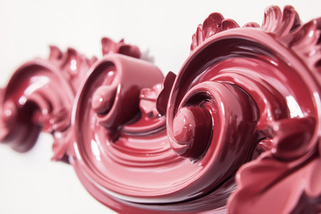 Close-up of red paint on a white background. Macro.の素材