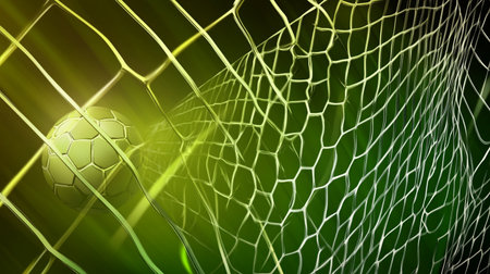 soccer ball in the net, 3D illustration of soccer ballの素材