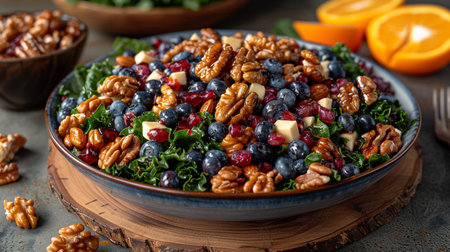 Healthy salad with blueberries, walnuts and tangerinesの素材