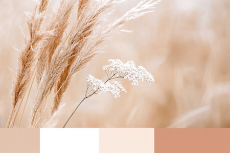 Dry grass and reed against pastel background, soft focusの素材