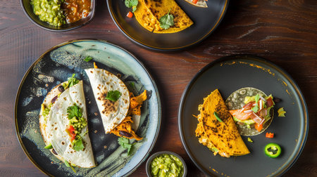 Mexican food: quesadilla with guacamoleの素材